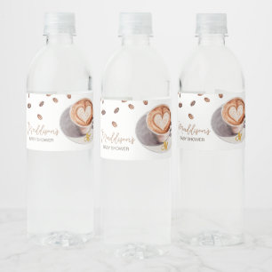 Baby is het brouwen van koffie Baby shower Waterfles Etiket