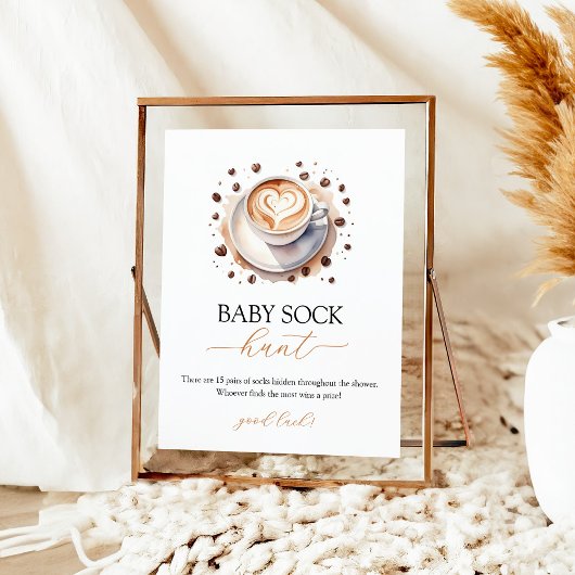 Baby is het brouwen van koffie Baby Sock Hunt Sign Poster