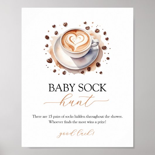 Baby is het brouwen van koffie Baby Sock Hunt Sign Poster (Voorkant)