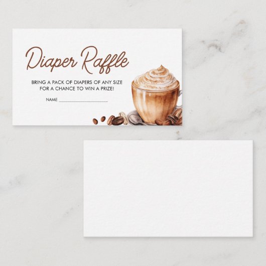 Baby is het brouwen van koffieboon luier Raffle Informatiekaartje (Voorkant / Achterkant)