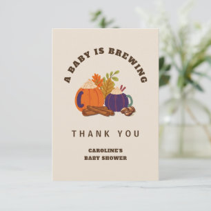 Baby is het brouwen van pompoen koffie Herfst Baby Bedankkaart