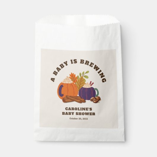 Baby is het brouwen van pompoen koffie Herfst Baby Bedankzakje (Voorkant)