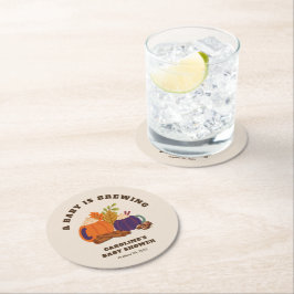 Baby is het brouwen van pompoen koffie Herfst Baby Ronde Kartonnen Onderzetter