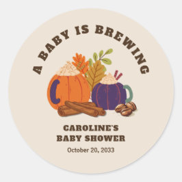 Baby is het brouwen van pompoen koffie Herfst Baby Ronde Sticker
