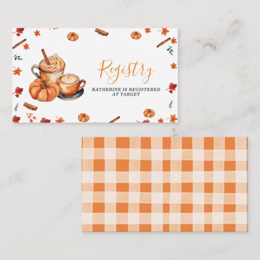 Baby is het brouwen van Pumpkin Spice Baby shower  Informatiekaartje (Voorkant / Achterkant)