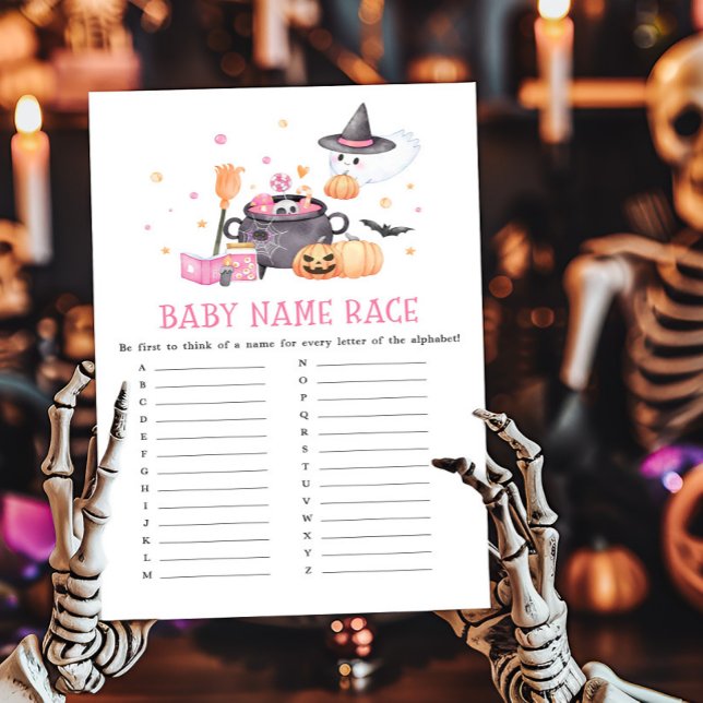 Baby is het brouwen van roze Halloween Baby Naam R (Baby is Brewing Baby Shower Baby Name Race Game)