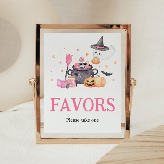 Baby is het brouwen van roze Halloween Baby shower Poster