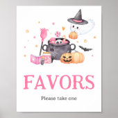 Baby is het brouwen van roze Halloween Baby shower Poster (Voorkant)