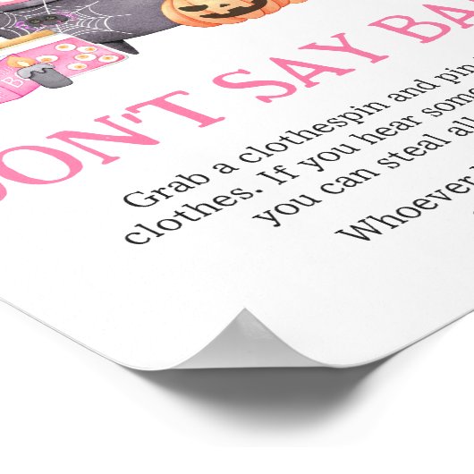 Baby is het brouwen van roze Halloween Zeg geen Ba Poster (Hoek)