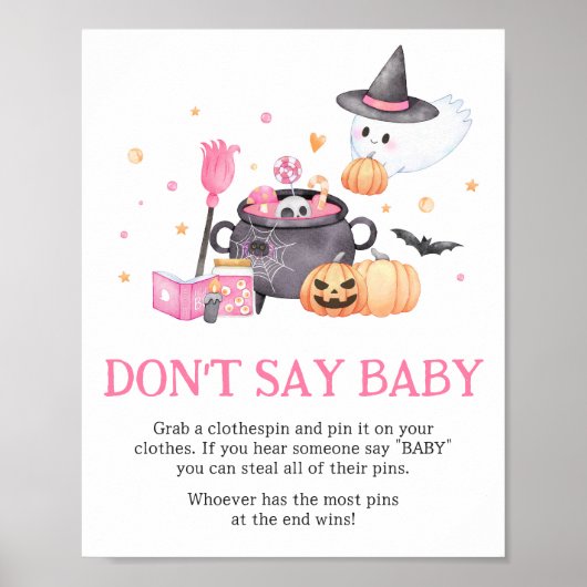 Baby is het brouwen van roze Halloween Zeg geen Ba Poster (Voorkant)