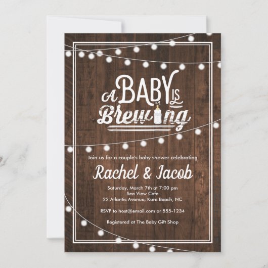 Baby is het brouwen van rustiek Baby shower Kaart (Voorkant)