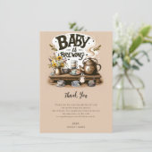 Baby is het brouwen van rustieke thee ketel perzik kaart (Staand voorkant)