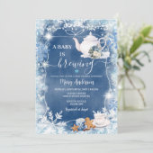 Baby is het brouwen van Snowflakes Tea Party Baby  Kaart (Staand voorkant)
