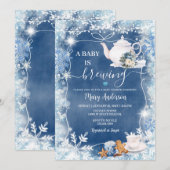 Baby is het brouwen van Snowflakes Tea Party Baby  Kaart (Voorkant / Achterkant)