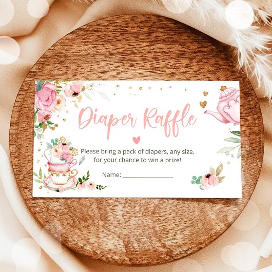 Baby is het brouwen van thee luier loterij roze Ba Informatiekaartje
