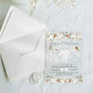 Baby is het koude buiten kleding lijn Baby shower Acryl Uitnodigingen