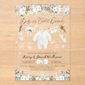Baby is het koude buiten kleding lijn Baby shower Acryl Uitnodigingen (Voorkant)