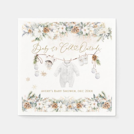 Baby is het koude buiten kleding lijn Baby shower Servet (Voorkant)