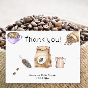 Baby is koffie aan het zetten dank je wel bedankkaart
