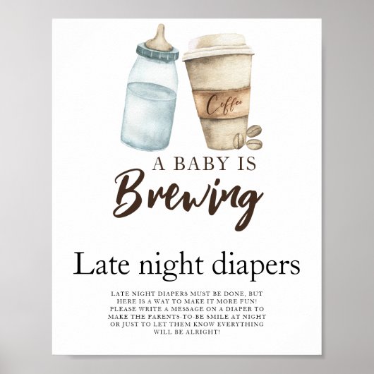 Baby is koffie aan het zetten Late Night luiers sp Poster (Voorkant)