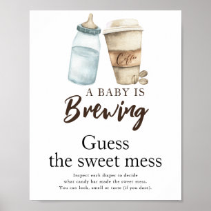 Baby is koffie aan het zetten Raad de zoete rommel Poster