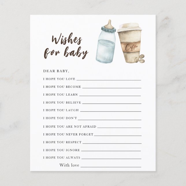 Baby is koffie aan het zetten - wensen voor baby (Voorkant)