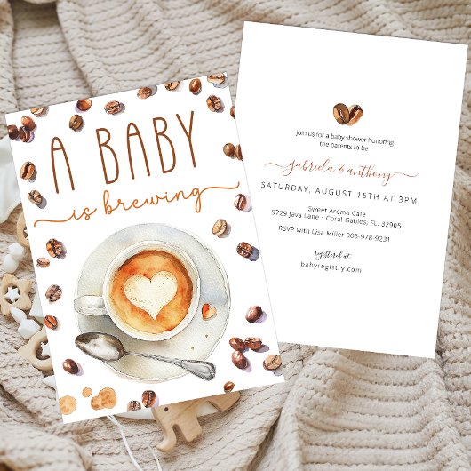 Baby is koffiebranderij Baby shower | Waterverf Kaart