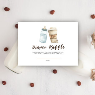 Baby is koffieluier Raffle aan het zetten Informatiekaartje