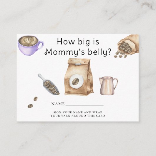 Baby is koffiezetten Hoe groot is mama's buik Informatiekaartje (Voorkant)
