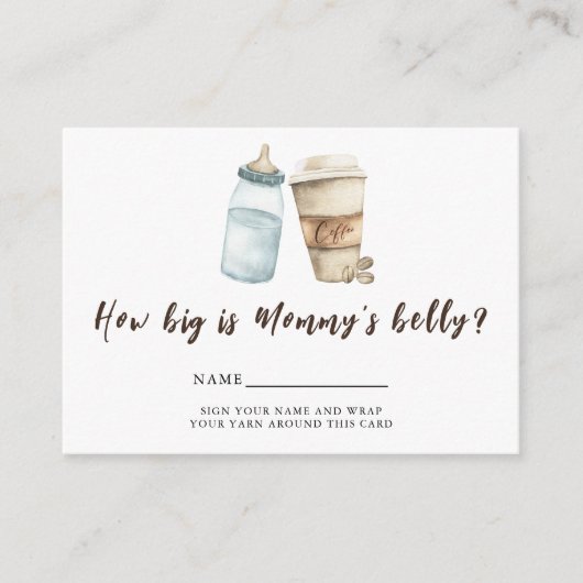 Baby is koffiezetten Hoe groot is mama's buik Informatiekaartje (Voorkant)