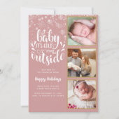 Baby is koud buiten 3 FotoGirl Holiday Birth Aankondiging (Voorkant)