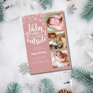 Baby is koud buiten 3 FotoGirl Holiday Birth Aankondiging