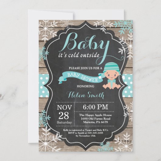 Baby is Koud Buiten Aqua Baby shower Kaart (Voorkant)
