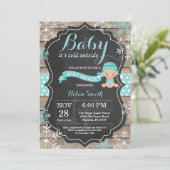 Baby is Koud Buiten Aqua Baby shower Kaart (Staand voorkant)