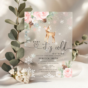 Baby is koud buiten Baby herten Baby shower Acryl Uitnodigingen