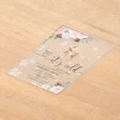 Baby is koud buiten Baby herten Baby shower Acryl Uitnodigingen (Laagn)