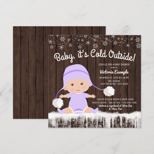 Baby is koud buiten babyshower uitnodigingen (Voorkant / Achterkant)