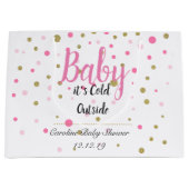 Baby is koud buiten Bag - Roze Groot Cadeauzakje (Voorkant)