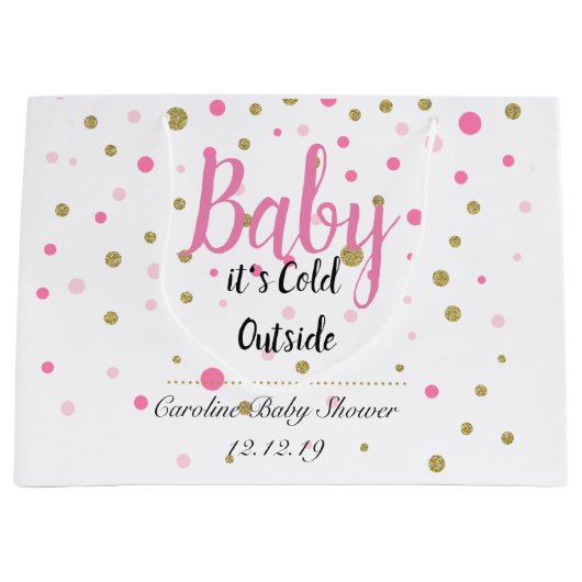 Baby is koud buiten Bag - Roze Groot Cadeauzakje (Voorkant)