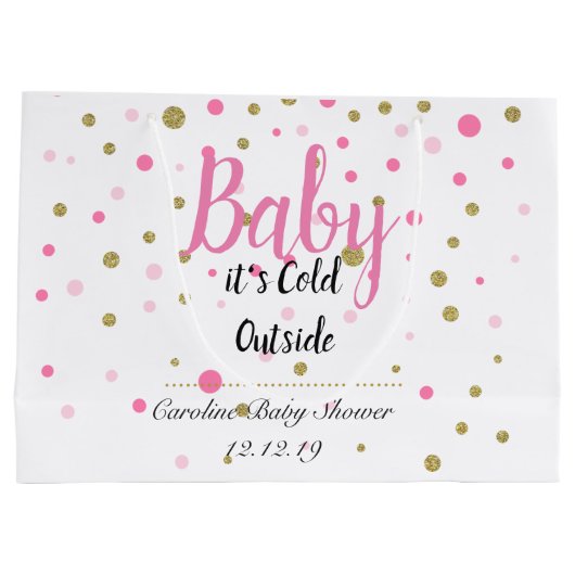 Baby is koud buiten Bag - Roze Groot Cadeauzakje (Achterkant)