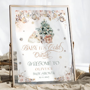 Baby is koud buiten Beer Baby shower welkom Poster