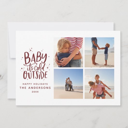 Baby is koud buiten de multifoto kerstvakantie save the date (Voorkant)