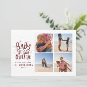 Baby is koud buiten de multifoto kerstvakantie save the date (Staand voorkant)