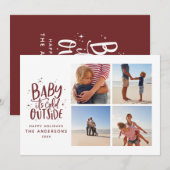 Baby is koud buiten de multifoto kerstvakantie save the date (Voorkant / Achterkant)