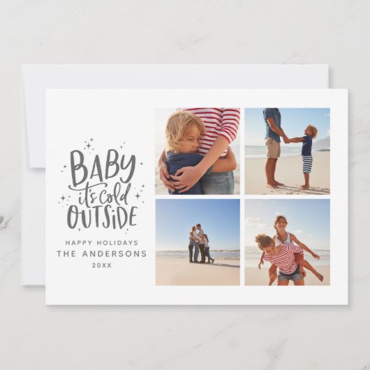 Baby is koud buiten de multifoto kerstvakantie save the date (Voorkant)