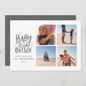 Baby is koud buiten de multifoto kerstvakantie save the date (Voorkant / Achterkant)