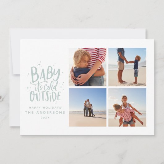 Baby is koud buiten de multifoto kerstvakantie save the date (Voorkant)