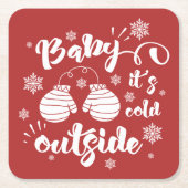 Baby is koud buiten de schattige mittens winter kartonnen onderzetters (Voorkant)