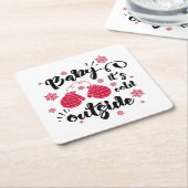 Baby is koud buiten de schattige mittens winter kartonnen onderzetters (Schuin)