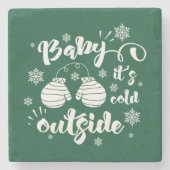 Baby is koud buiten de schattige mittens winter stenen onderzetter (Voorkant)